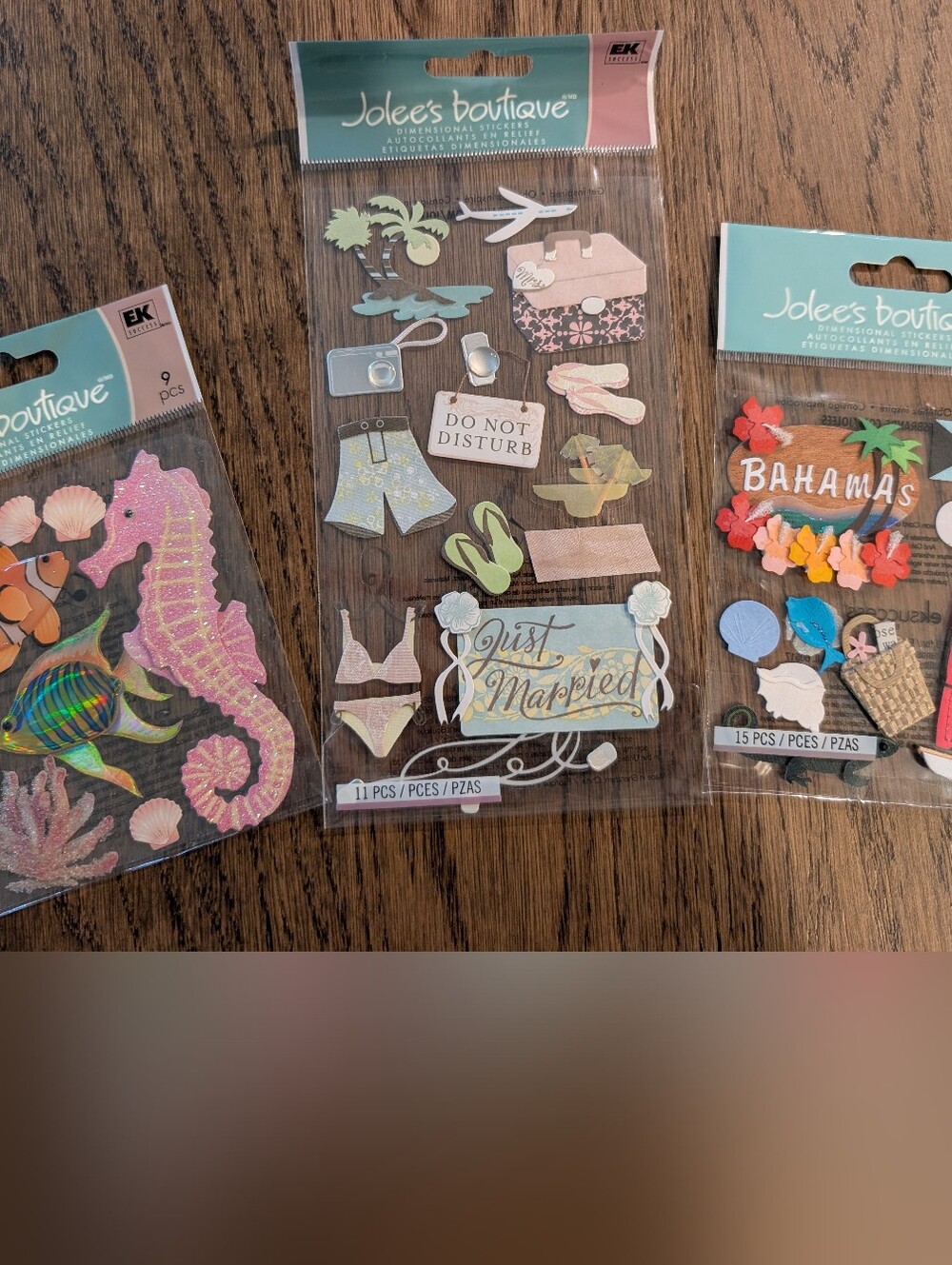 Jolee’s Boutique Stickers Honeymoon, Bahamas, Sea Creatures Set Lot Of 3 New